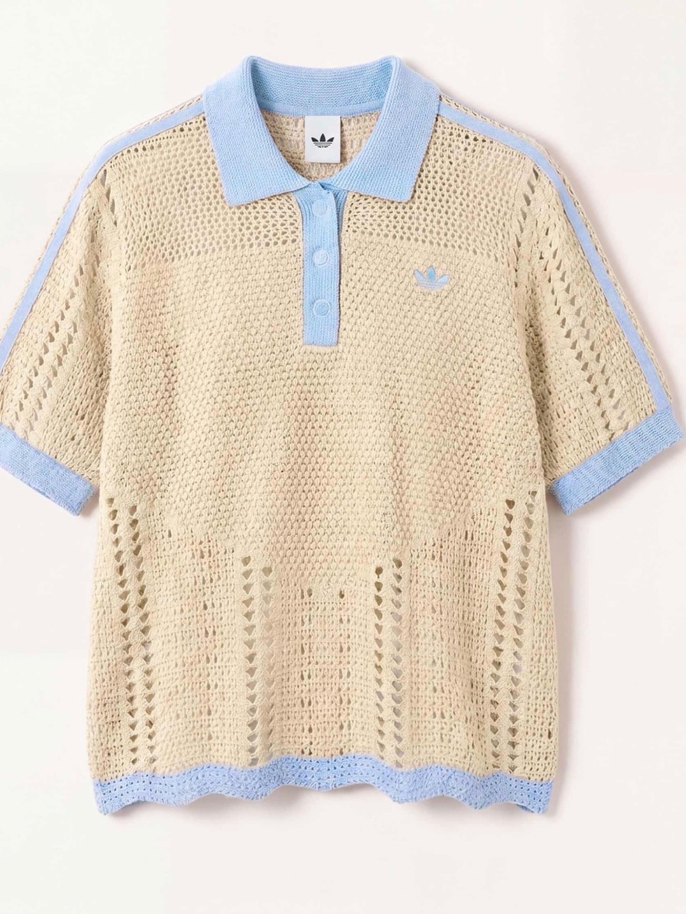 adidas Originals × ASOS size S polo top in beige crochet